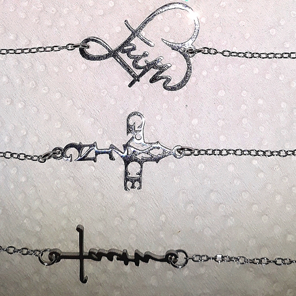 Cross Necklace Silver‎ Pendant (1 ) Faith or Grace, Pendant 18-22’chain NEW - Picture 7 of 10